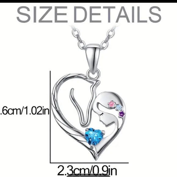 Sterling Silver 12 Month Birthstone Pendant Necklace Horse Head Jewelry Gift - Picture 3 of 3